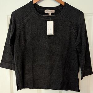 Philosophy Dark coal Heather Gray Knit Sweater - Thrre Quarter Sleeve